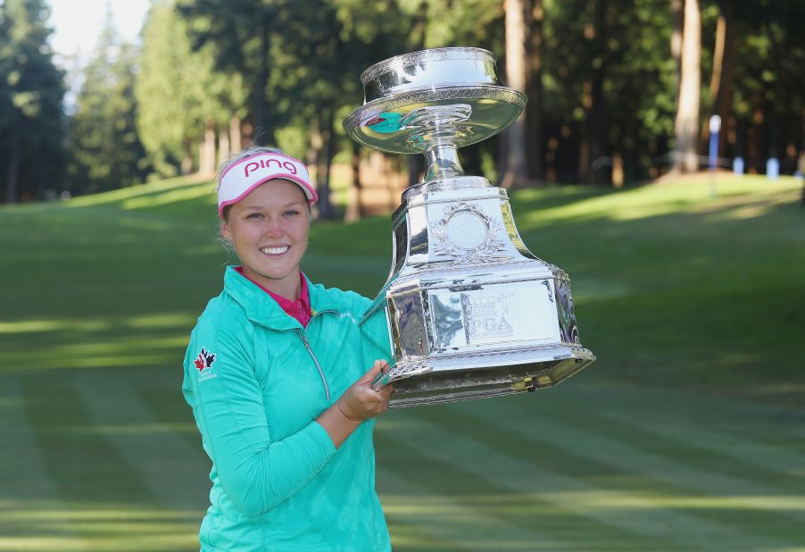 Following a series of wins in Canadian amateur events, Brooke Henderson became the youngest-ever winner of the KPMG Women's PGA Championship (at the Sahalee Country Club, pictured) when she won her first major aged 18 in 2016. Henderson has since racked up eight wins on the LPGA Tour, her most recent coming at the LA Open in April 2021.<br />