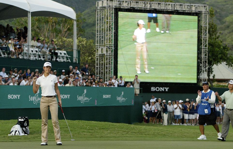 One of the most famed golf prodigies in recent history, a 10-year-old Michelle Wie became the youngest player to qualify for a USGA amateur Championship in 2000. Aged 14 in 2004, she bested many of the world's top men's players' and major winners at the Sony Open (pictured) despite narrowly missing the cut. With a professional career marred by injury, victory at the US Women's Open in 2014 has proven to be the career peak for Wie, who told CNN she had been considering retirement before the birth of her daughter in 2020.</span> </div> <figcaption class=