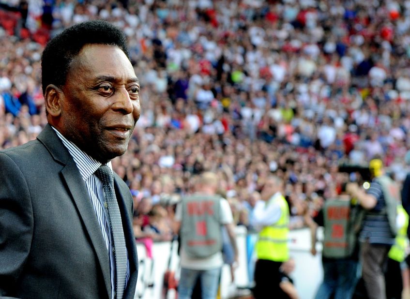 Pelé attends a charity match in Manchester, England, in 2016.