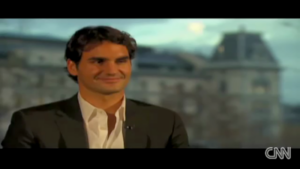 Roger Federer could not contain his laughter as he listened to the CNN correspondent's attempts at speaking Spanish.