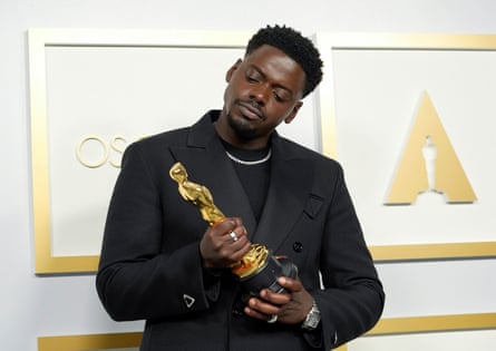 Kaluuya with his best supporting actor Oscar for Judas and the Black Messiah, 2021.