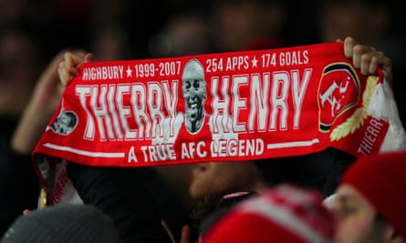 An Arsenal fan shows their support for Thierry Henry at the home match against West Ham in December.