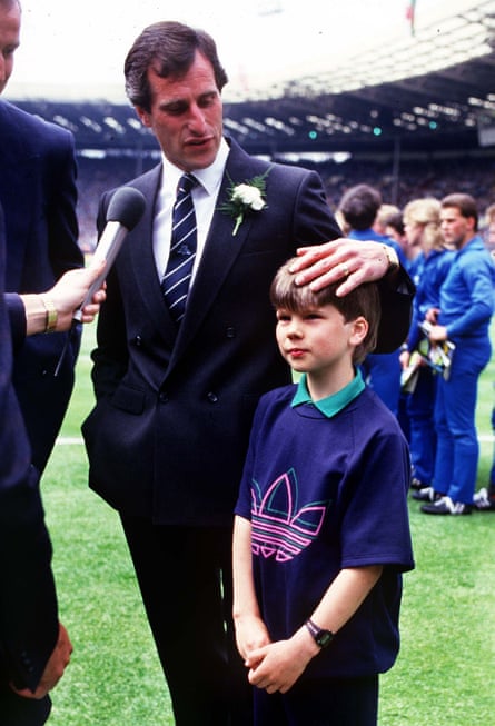 Stephen Clemence with his father, Ray, on the pitch at Wembley before the 1987 FA Cup final.