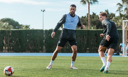 Steven Caulker trains as player-manager of Málaga City