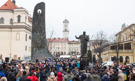 Public performance … INSO-Lviv play for charity in Lviv, March 2022.