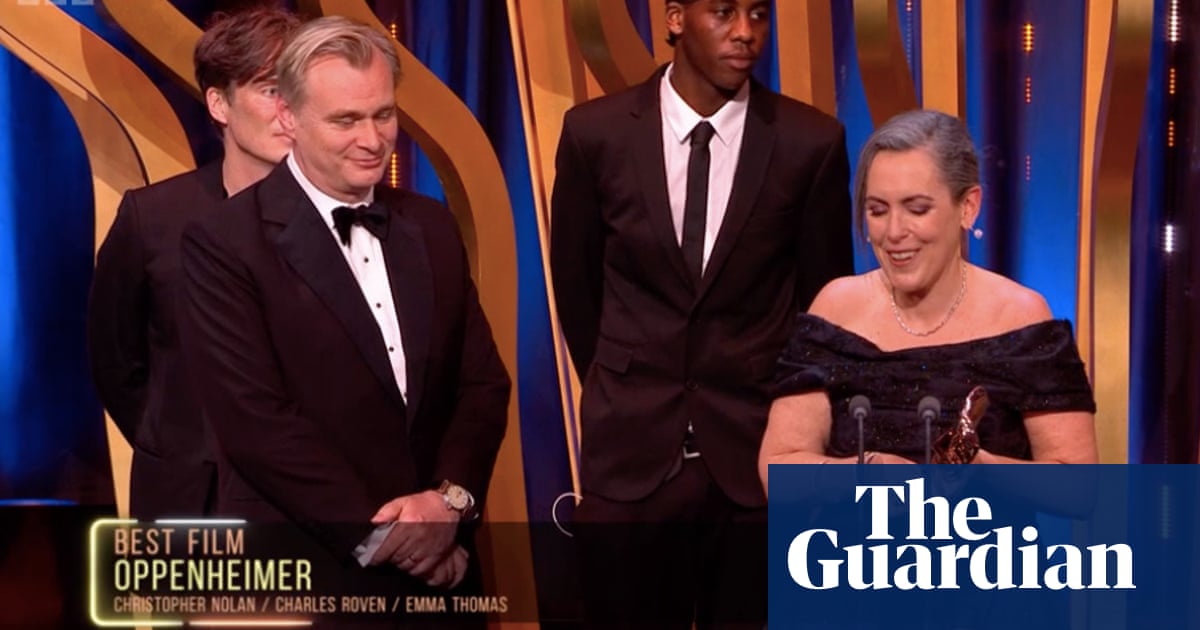 A YouTube prankster interrupted Oppenheimer's Bafta presentation for best picture.