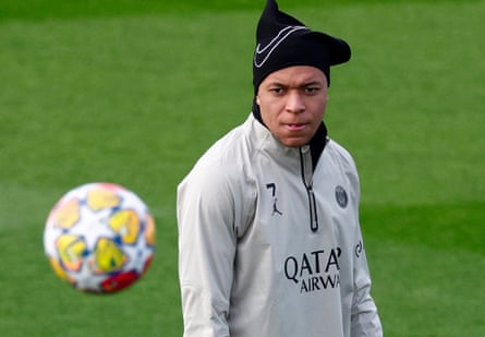 Kylian Mbappé seemingly enjoying himself in training.