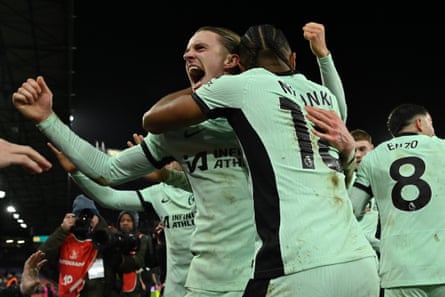 Conor Gallagher gets mobbed after putting Chelsea ahead at Crystal Palace