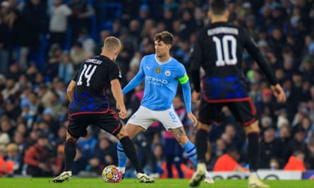 John Stones on the ball against Copenhagen