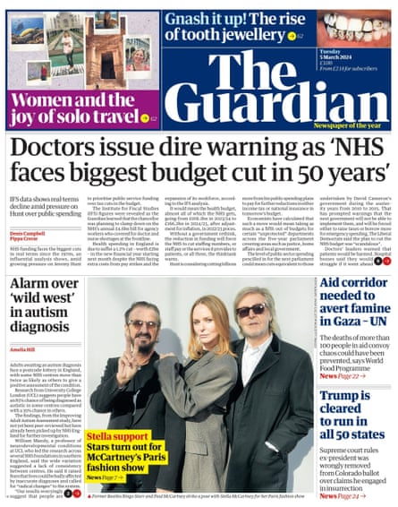 Guardian front page, Tuesday 5 March 2024