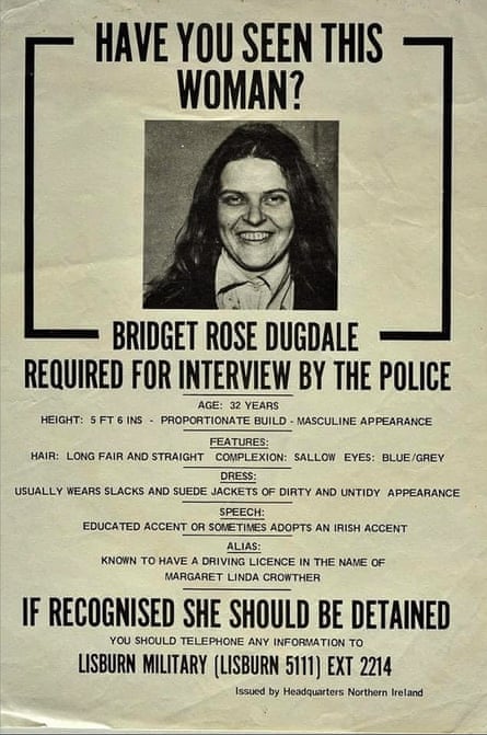 A police appeal for information about Rose Dugdale following the hijacking of a helicopter in 1974.