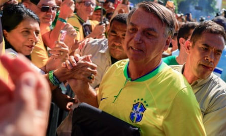 Jair Bolsonaro with his supporters at the Copacabana beach rally 