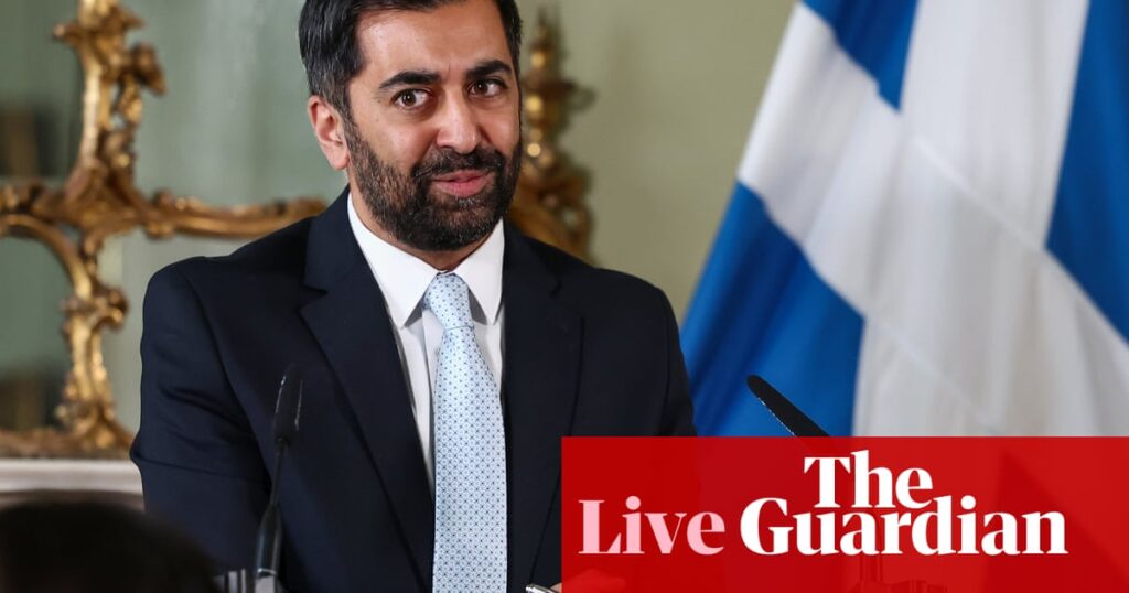Humza Yousaf cancels planned speech as leadership crisis continues – UK politics live