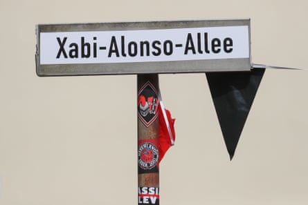 Leverkusen fans rename a street sign to Xabi Alonso Allee.