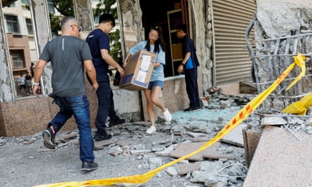 A damaged shop in Hualien