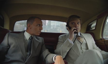Jeremy Strong, left, as Roy Cohn, with Sebastian Stan as Donald Trump, in The Apprentice.