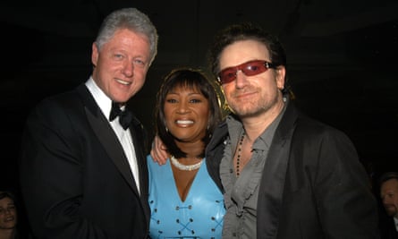 With Bill Clinton and Bono at the Grammys in 2003