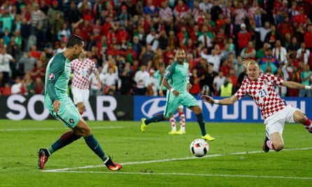 Cristiano Ronaldo sets up Ricardo Quaresma’s winning goal for Portugal against Croatia in the last 16 of Euro 2016.