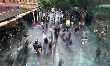 Shoppers in an outdoor retail area in Sydney