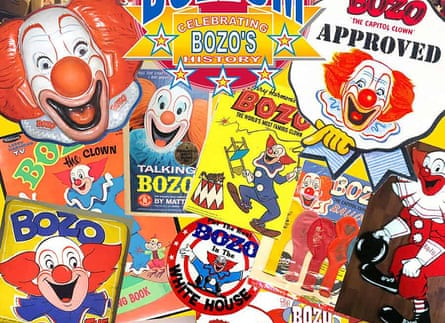 A poster for the Bozeum showing merchandise branded with Bozo the Clown.