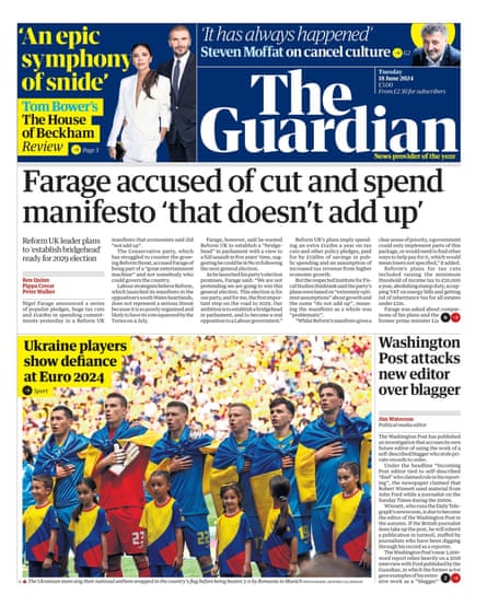 Guardian front page, Tuesday 18 June 2024