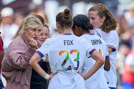 Hayes coaching during a friendly between the US and South Korea in Colorado in June.