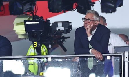 Gary Lineker looks dejected during England’s defeat by Spain on Sunday