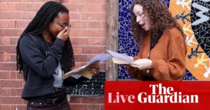 Bumper A-level grades for English students but picture more mixed in Wales and Northern Ireland – live updates