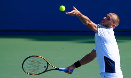 Dan Evans during his marathon victory against Karen Khachanov.