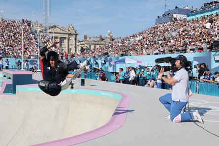 Sky Brown in action at the women’s park skateboarding final