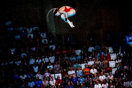 Britain’s Andrea Spendolini-Sirieix in action during the women’s diving 10m platform final where she finished sixth.