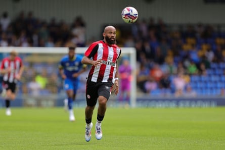 Bryan Mbeumo in action in a friendly against AFC Wimbledon