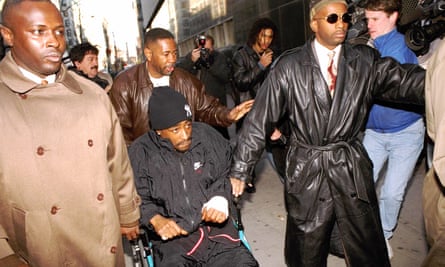 Tupac Shakur arriving at a New York court in 1994.