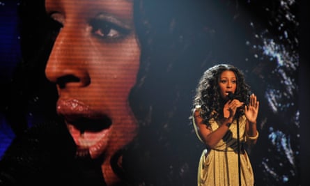 Down to earth … Alexandra Burke on The X Factor TV final, 2008.