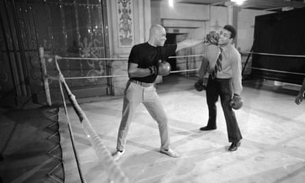 With Muhammad Ali in 1969 while Jones was playing Jack Jefferson in The Great White Hope on Broadway.