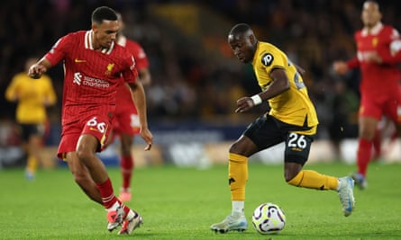 Carlos Forbs on the ball against Liverpool