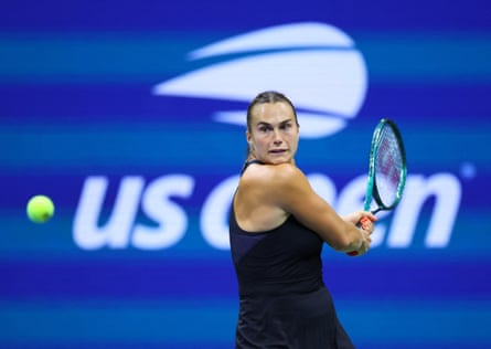 Sabalenka returns on her way into the semi-finals.