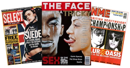 The UK music press of the 90s, with (l-r) Brett Anderson of Suede, Tricky and Blur v Oasis.