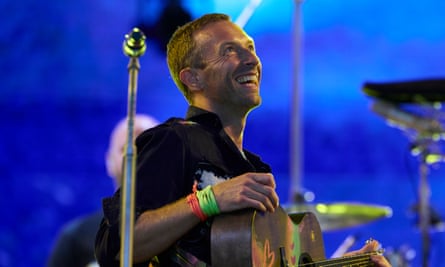 Chris Martin performing with Coldplay at this year’s Glastonbury festival.