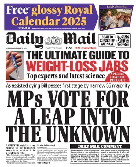 Daily Mail front page for Saturday 30 November 