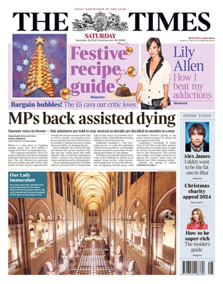 Times front page for Saturday 30 November 