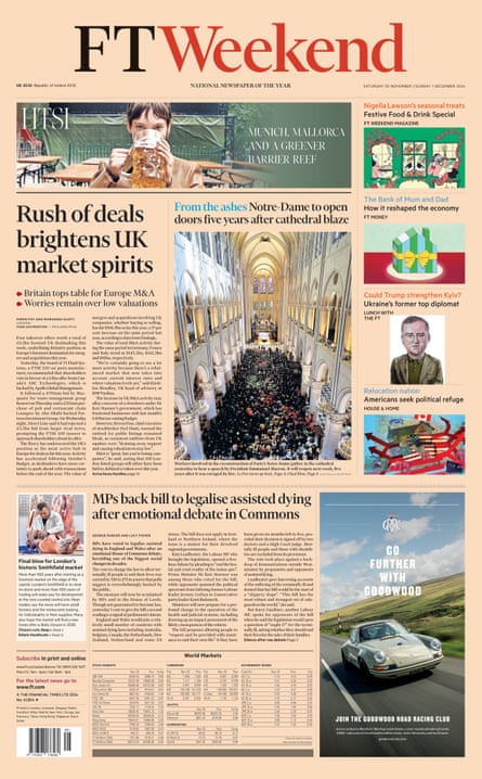 Financial Times front page for Saturday 30 November