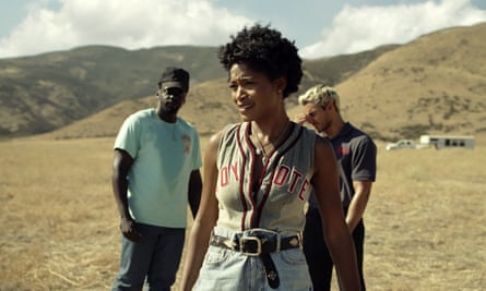 Keke Palmer, centre, with Daniel Kaluuya and Brandon Perea in Jordan Peele’s Nope.