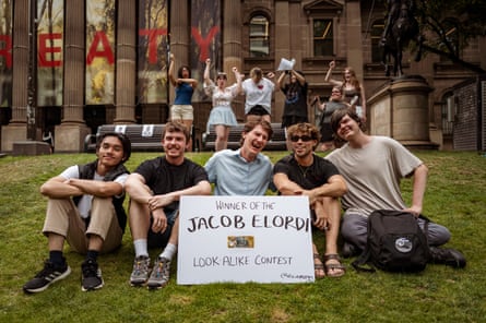 Maxie (centre) with fellow contestants outside the State Library Victoria.