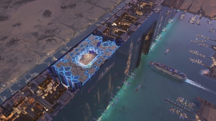 The proposed rooftop stadium in Neom is due to be built 350m above ground.