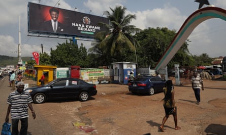 A billboard depicting Bediako.