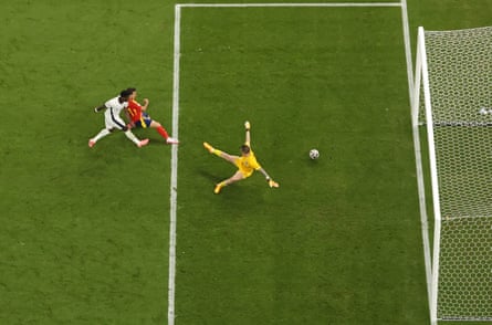 Mikel Oyarzabal slots home the winning goal for Spain against England in the Euro 2024 final.