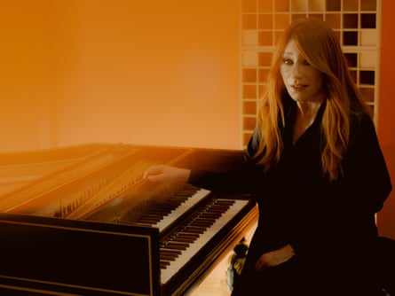 Tori Amos with harpsichord in her studio.