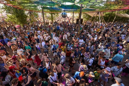 Crowds at the Glade stage, at Glastonbury festival 2024.