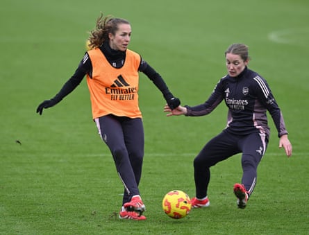 Lia Walti and Kim Little in training.